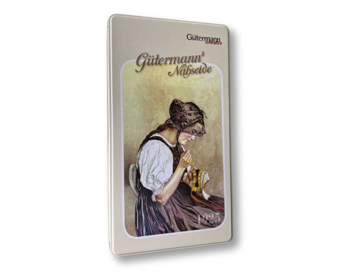 Große, rechteckige Dose NOSTALGIE für Nähutensilien, Gütermann