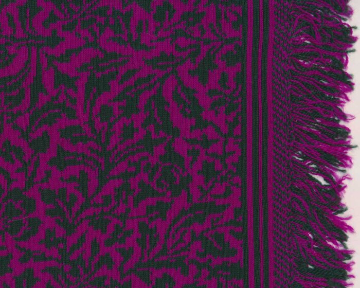 Jacquard-Strickstoff aus Merinowolle DIANA, Blumen, fuchsia-dunkelgrün, Hilco
