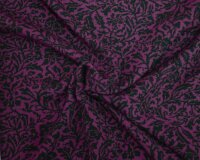 Jacquard-Strickstoff aus Merinowolle DIANA, Blumen, fuchsia-dunkelgrün, Hilco