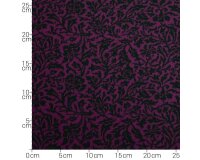 Jacquard-Strickstoff aus Merinowolle DIANA, Blumen, fuchsia-dunkelgrün, Hilco