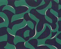 Viskosekreppstoff CLARA, abstraktes Muster, dunkelblau-grün, Hilco