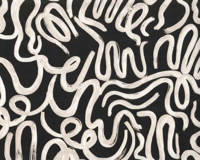 Baumwollstoff Popeline ALVA, Pinselstriche, schwarz-grau, Hilco