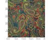 Feincordstoff mit Stretch ORNAMENT, Paisley, blau-rot, Hilco