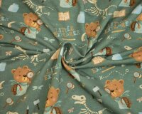 Sweatstoff LITTLE EXPLORER, Pfadfinder Bär, grüngrau, Hilco