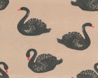 Sweatstoff SWEET SWAN, große Swäne, schlammbraun, Hilco