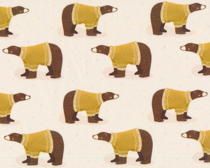 Sweatstoff BRAUNBÄR, Bär mit Pulli, creme-braun, Hilco