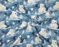 Sweatstoff KNUTI, Eisbären, blau, Hilco