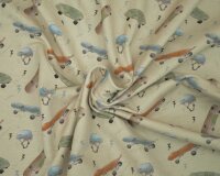 Sweatstoff SKATER, Skateboard, natur, Hilco