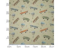 Sweatstoff SKATER, Skateboard, natur, Hilco