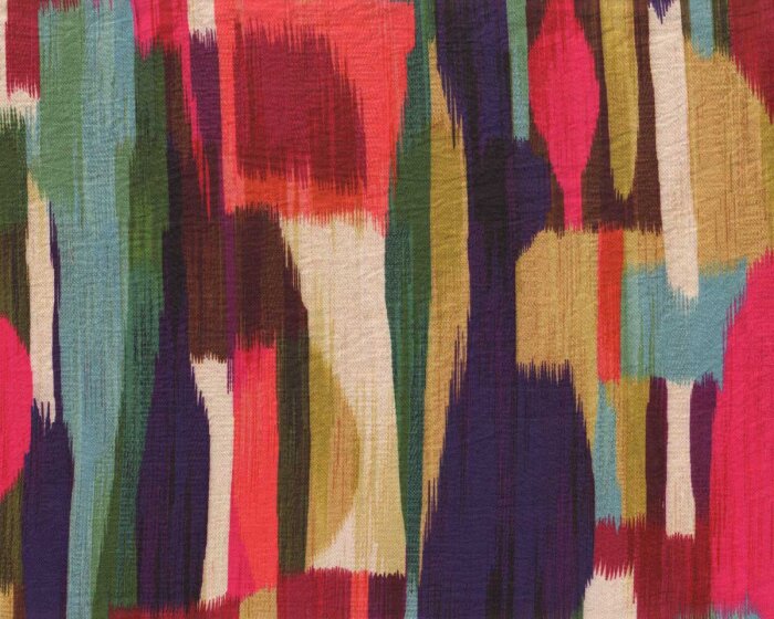 Viskosestoff JULE, abstraktes Muster, fuchsia-petrol, Hilco