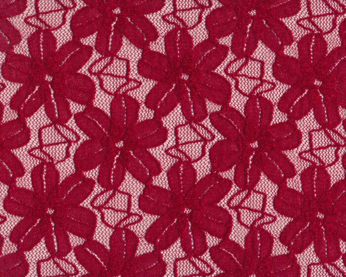 Italienischer Spitzenstoff GINEVRA, Blüten, weinrot
