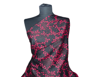 Italienischer Baumwollstretch LUCA, Blattranken, schwarz-rot