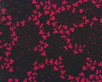 Italienischer Baumwollstretch LUCA, Blattranken, schwarz-rot