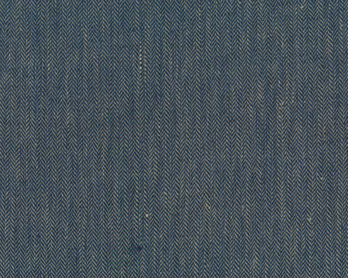 1 m Reststück MIT FEHLER Italienischer Hanfstoff HARIGOSTO, Fischgrat, jeansblau-beige, Toptex