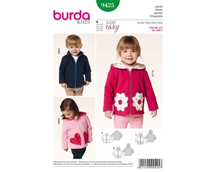 Schnittmuster für Kinder JACKE, burda kids 9425