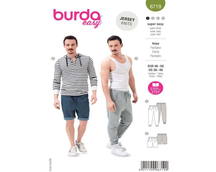Schnittmuster JOGGINGHOSE für Herren, burda easy 6719
