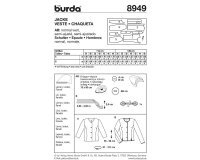Schnittmuster KURZJACKE, burda style 8949