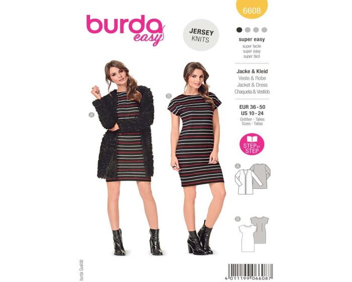 Schnittmuster JACKE & KLEID, burda easy 6608