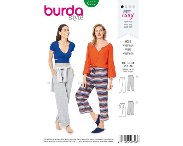 Schnittmuster HOSE, burda easy 6333