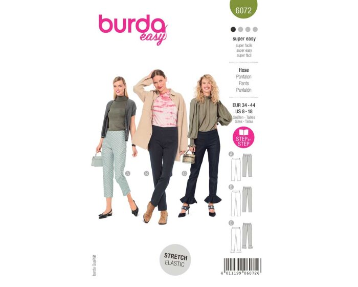 Schnittmuster SCHMALE HOSE, burda easy 6072