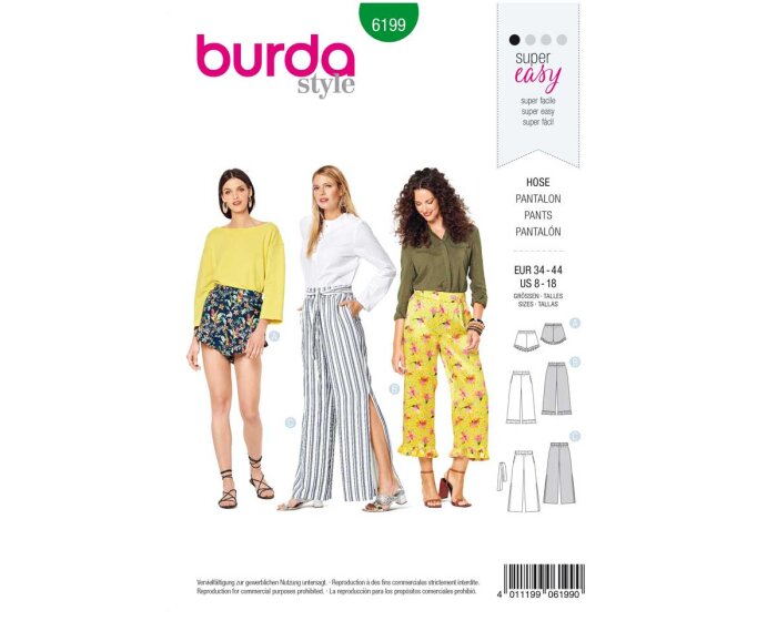 Schnittmuster SOMMERHOSE, burda style 6199