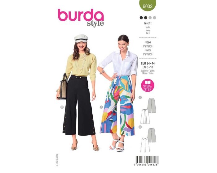 Schnittmuster HOSE MIT WEITEM BEIN, burda style 6032