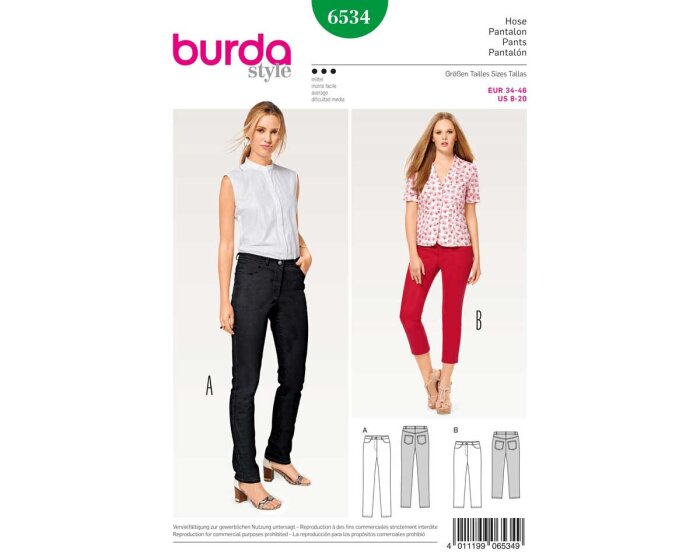 Schnittmuster HOSE UND JEANS, burda style 6534