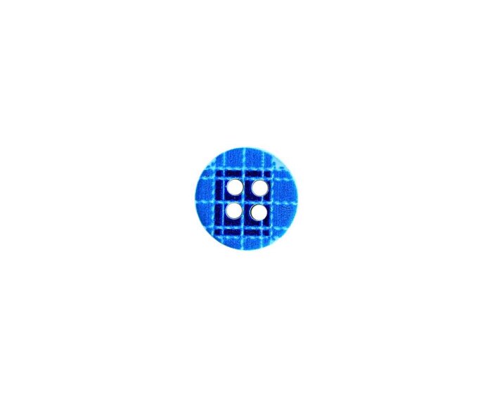Blauer Kunststoffknopf KARO mit karierter Oberfläche, Hislabor