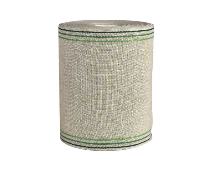 Leinenband LANDHAUS, Rand gestreift, natur-grün, 160 mm, Vaupel & Heilenbeck