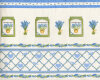 60-cm-Rapport Patchworkstoff "Jardin de Lavende", Musterstreifen mit Lavendelmotiven, kräftiges hellblau