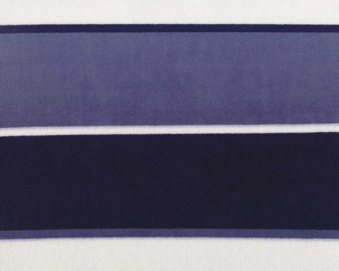 Italienischer Nickistoff FASCIA, Blockstreifen, weiß-blau