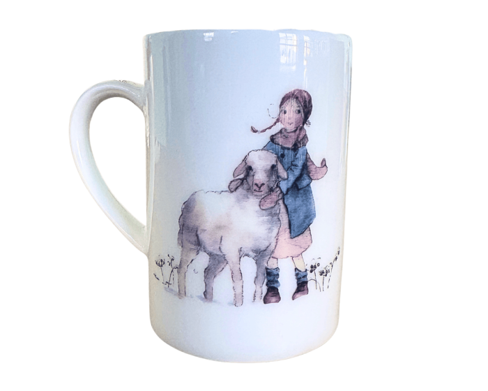 Teetasse WOLLFREUNDE, Kind mit Schäfchen, Acufactum