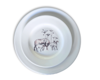 Kleiner Kuchenteller WOLLFAMILIE, Schaf mit Lämmern, Acufactum