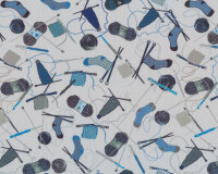 30 cm Reststück Patchworkstoff KNITTING HOOK,...