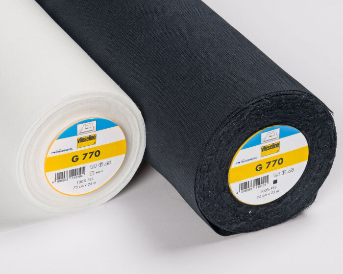 70 cm Reststück Gewebeeinlage G 770, ecru und schwarz, Vlieseline schwarz