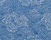 Italienischer Jacquardstoff FIORITURA, Pfingstrosen, ultramarinblau-hellgrau