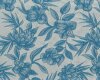 Italienischer Jacquardstoff FIORENZA, Magnolien und Pfingstrosen, blau-hellgrau