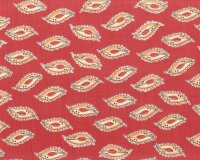 Feiner Italienischer Wollstoff mit Seide ARABESCO, Ornamente, rot-orange