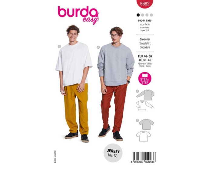 Schnittmuster SWEATER für Herren, burda easy 5682