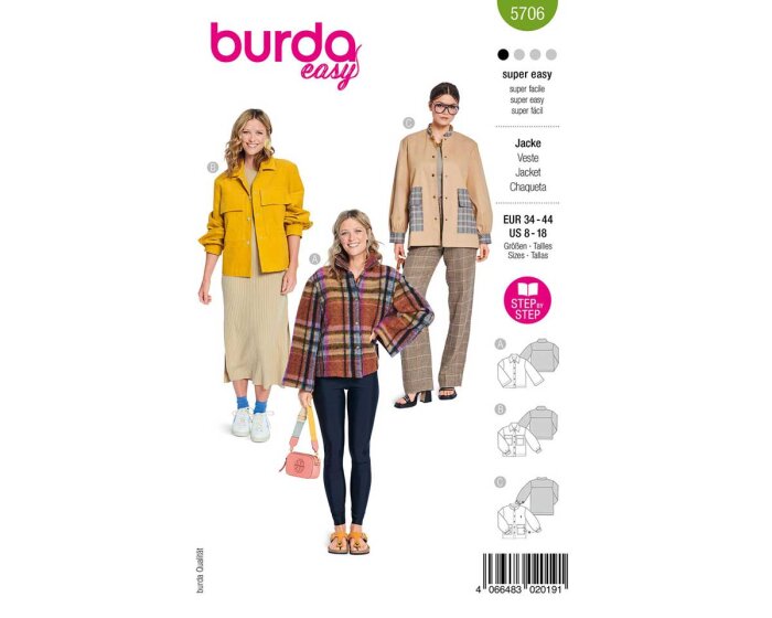 Schnittmuster JACKE, burda easy 5706