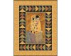 Metallic-Patchworkstoff GUSTAV KLIMT, Der Kuss, Ovale, rot