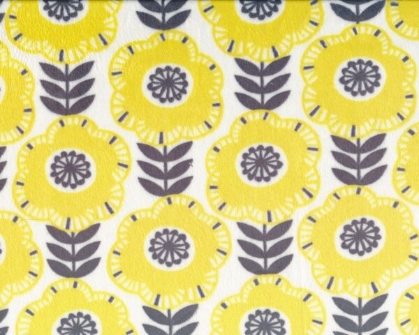 50 cm Reststück Microplüsch SHINE, Blumen, gelb