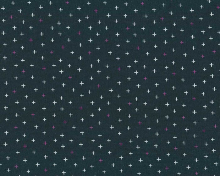 Patchworkstoff BE POSITIVE, Kreuze, dunkles tannengrün, Cotton + Steel