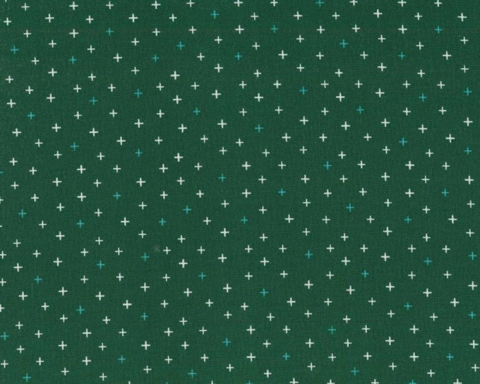 Patchworkstoff BE POSITIVE, Kreuze, dunkelgrün, Cotton + Steel