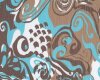 60 cm Reststück Leichter Chiffon-Crash "Swirl" mit Phantasie-Druck, türkis-braun