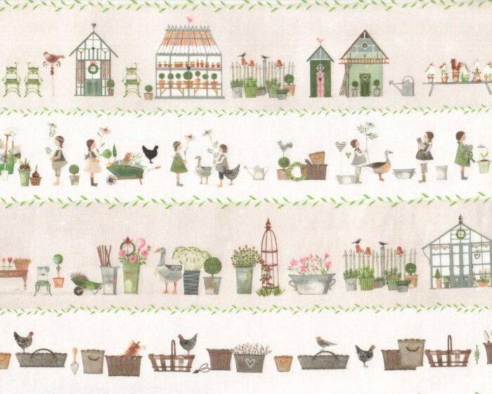 Baumwollstoff LANDHAUSSTREIFEN, Kerstin Heß, Acufactum
