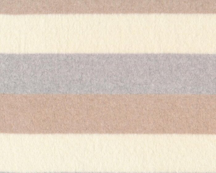 40 cm Reststück Baumwoll-Strickstoff PLUTO, Blocksteifen, beige-hellgrau, Hilco