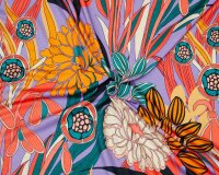 50 cm Reststück Viskosejersey LIYANA, Comic-Blumen, Hilco