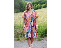 50 cm Reststück Viskosejersey LIYANA, Comic-Blumen, Hilco