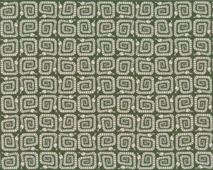 Patchworkstoff RISING SUN, Schlange, moosgrün, Cotton + Steel